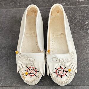 Vintage White Beaded Moccasins